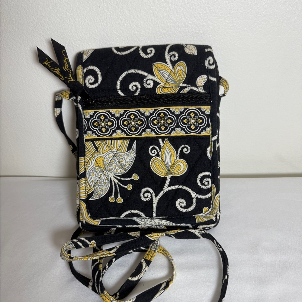 Vera Bradley Black and Yellow Floral Crossbody Bag - Picture 1 of 13